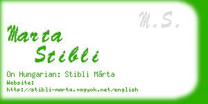 marta stibli business card